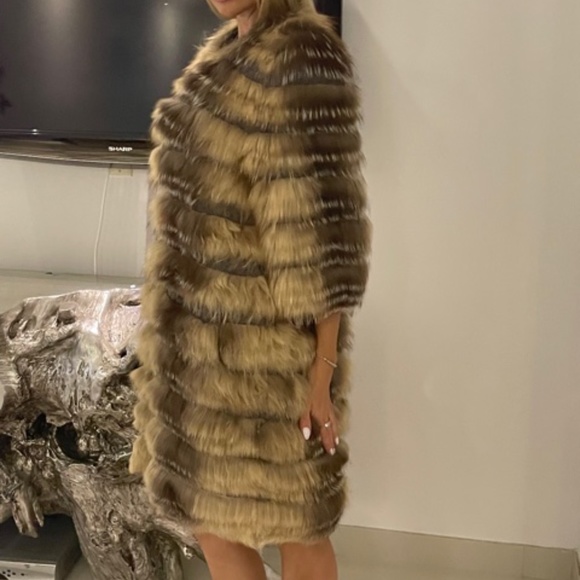 SYMETRIE YVES SALOMON ARCTIC FOX CASHMERE SWEATER COAT - Picture 7 of 14